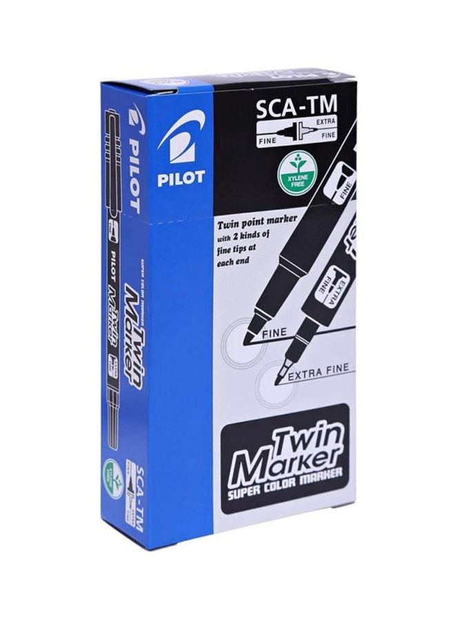 بايلوت طقم أقلام ماركر مزدوجة مكوّن من 12 قطعة أسود - Image 4