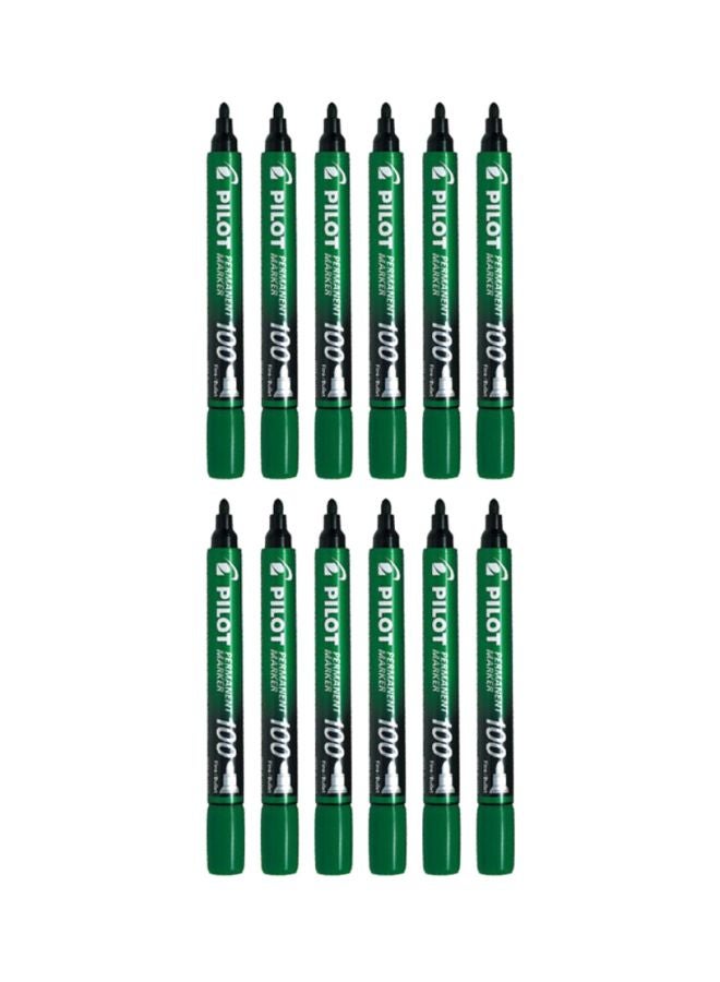PILOT 12-Piece Permanent Marker Green/Black