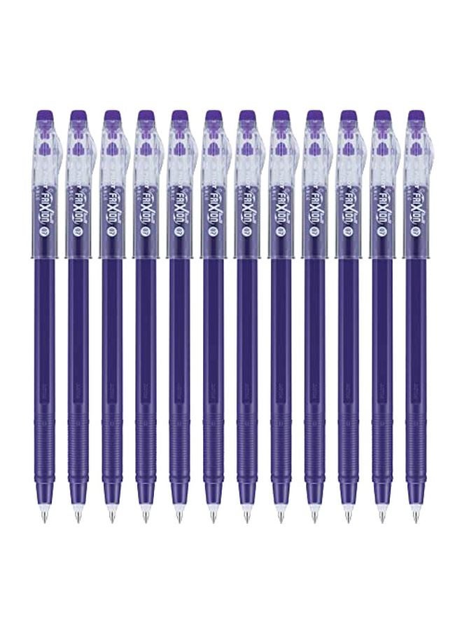 بايلوت طقم أقلام حبر جاف فريكسيون كروية الرأس ,قابلة للمسح من 12 قطعة أرجواني/ أبيض/ شفاف - Image 1