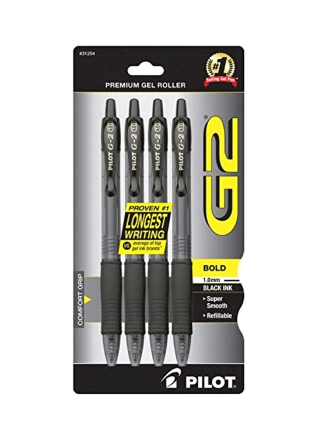 بايلوت مجموعة أقلام حبر جل جي تو برأس كروي ممتاز قابلة للسحب من 4 قطع أسود - Image 1