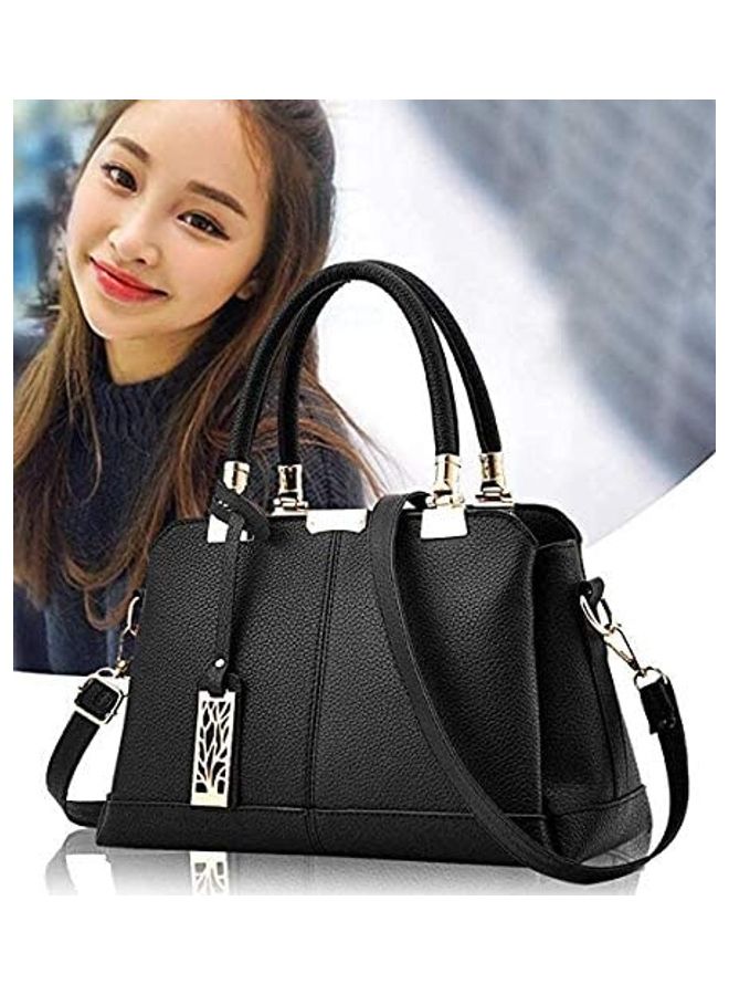 Generic - Leather Satchel Handbag Black - Image 1