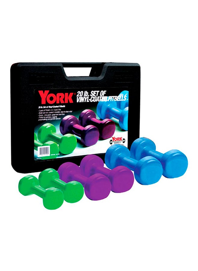 يورك فيتنس طقم دمبل فيتبل من 3 أزواج مع حقيبة 10كيلوجرام