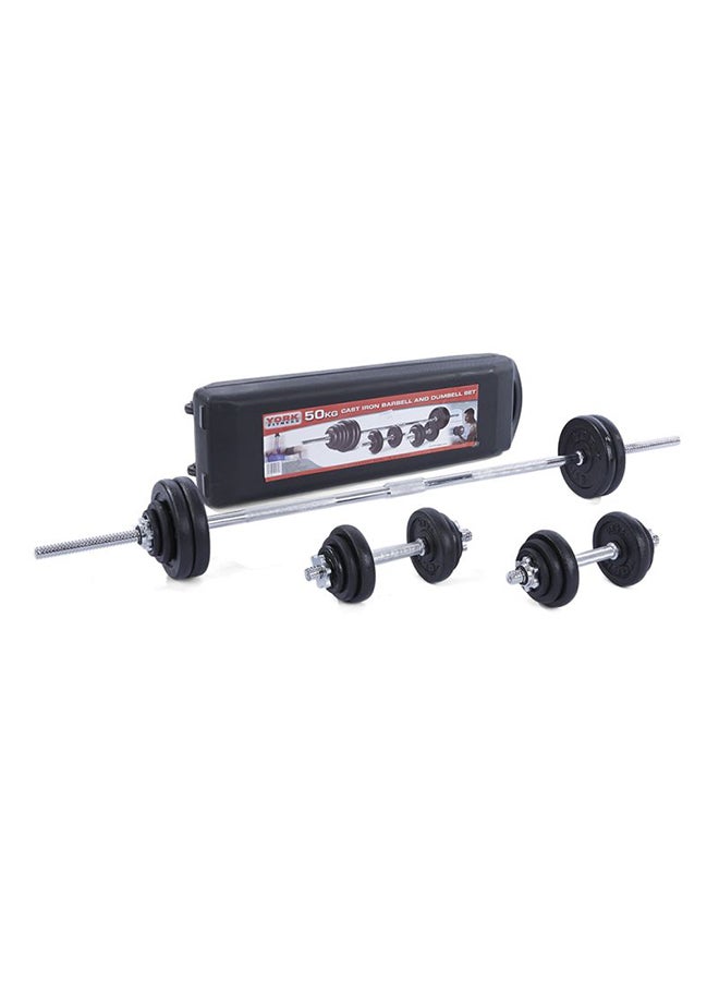 YORK FITNESS Dumbbell And Barbell Set 50kg - Image 2