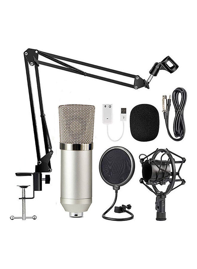 Set Of 8 Professional Sound Recording Microphone Mic KTV Singing Studio  Kit Silver - Image 1