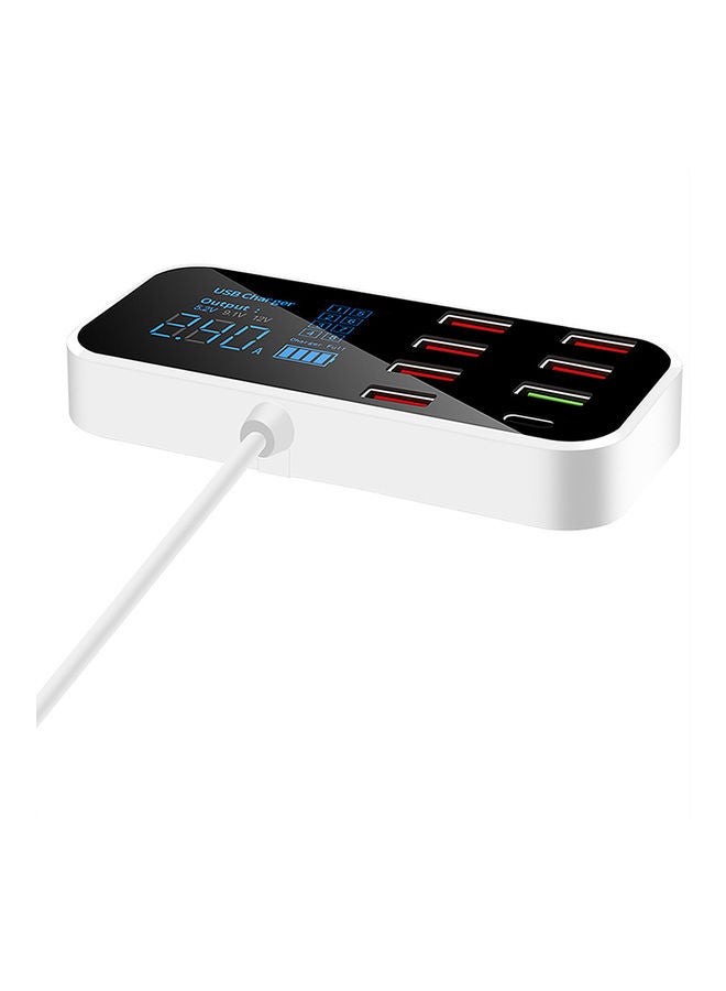 Generic - 8 Port Charger With LED Display Type-C White/Black - Image 1
