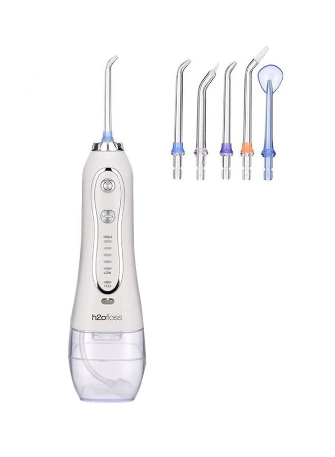 h2ofloss - Cordless Water Dental Flosser, Portable Oral Irrigator For Teeth, Braces, Rechargeable And Ipx7 Waterproof Teeth Cleaner For Home Travel Hf6 White 300ml - Image 1