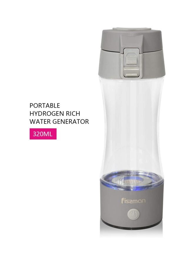 Fissman - Portable Hydrogen Rich Water Generator Rechargeable With USB Ionizer Hydrogen Shaker Water Bottle 320ml Grey - Image 1