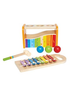 Hape 6-Piece Pound And Tap Bench Multi Functional Musical Instrument Toy Set For Kids 30x15x18cm  - Image 3