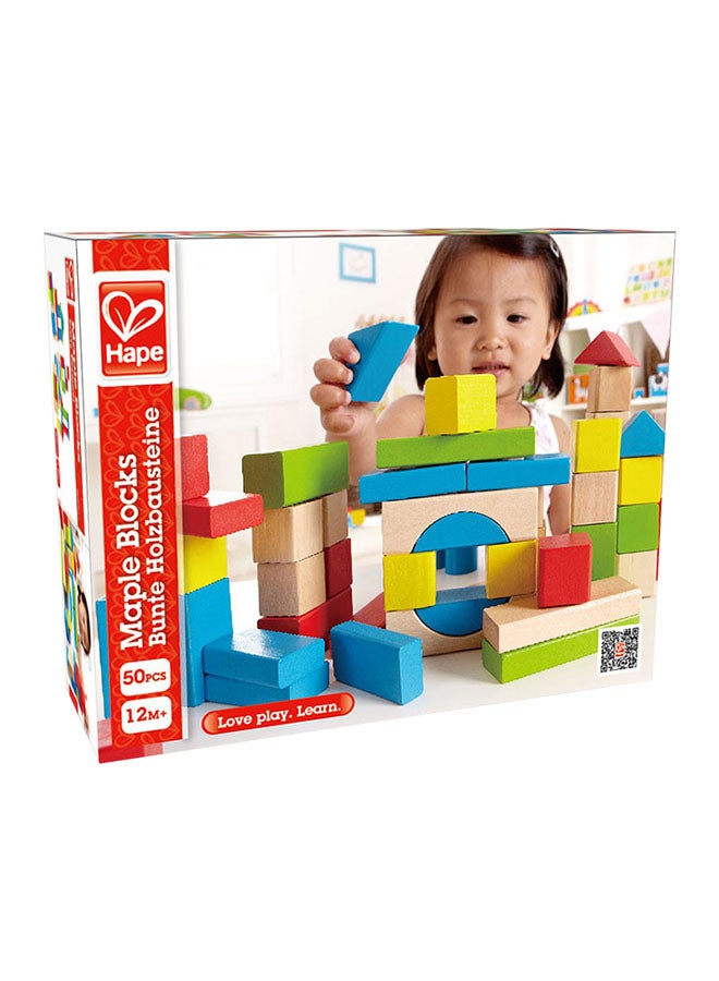 Hape - 50-Piece Maple Wooden Block Set E0409 - Image 1