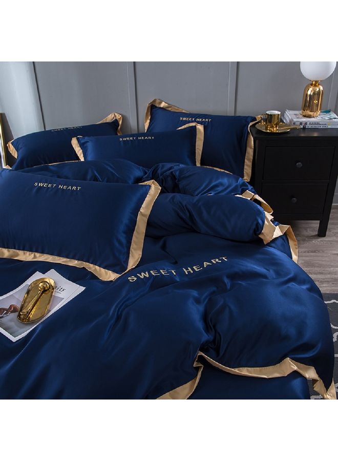 4 Piece Set Of Washed Cover Silk Blue 220 x 240cm  - Image 4