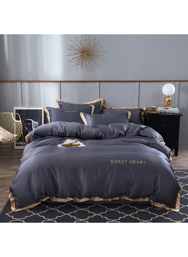 4 Piece Set Of Washed Cover Silk Grey 220 x 240cm  - Image 1