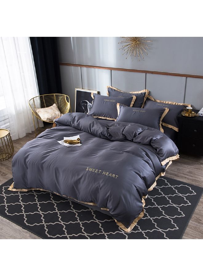 4 Piece Set Of Washed Cover Silk Grey 220 x 240cm  - Image 2