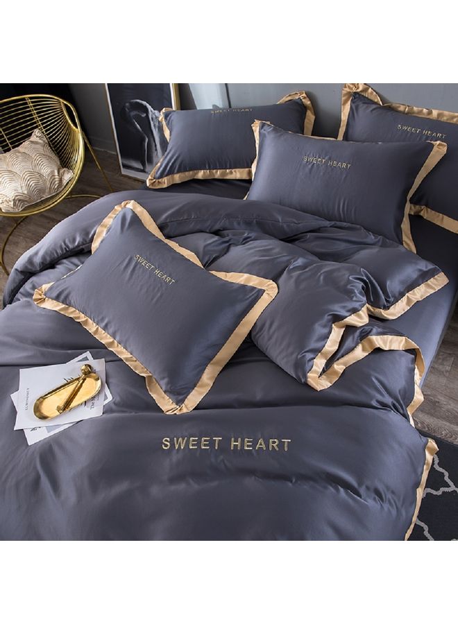 4 Piece Set Of Washed Cover Silk Grey 220 x 240cm  - Image 5