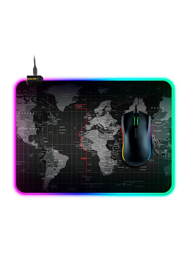 Rock Pow World Map Gaming Mouse Pad With 14 Lighting Modes And Anti Slip Rubber Base  - Image 2