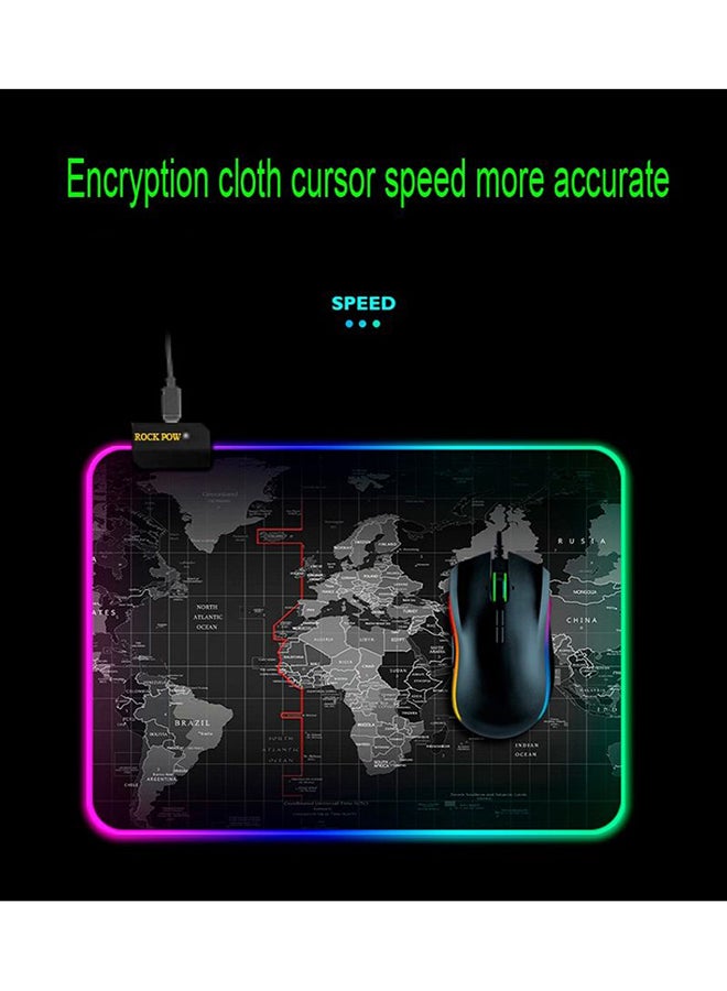 Rock Pow World Map Gaming Mouse Pad With 14 Lighting Modes And Anti Slip Rubber Base  - Image 3