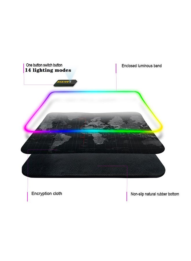 Rock Pow World Map Gaming Mouse Pad With 14 Lighting Modes And Anti Slip Rubber Base  - Image 5