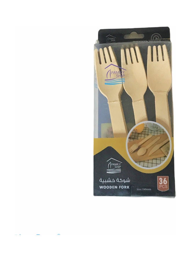 Family Ship 36-Piece Wooden Fork Set Beige  - Image 3