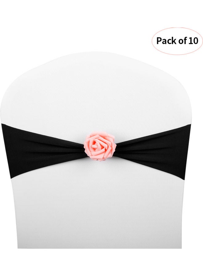 10-Piece Chair Sash Bow Set Black - Image 1