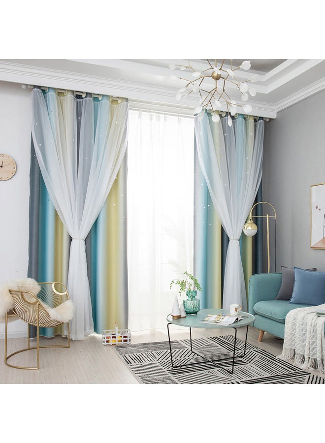 2 Pieces Star Hollow Style Curtains Multicolour 108x53cm - v1616578508/N45728159A_2