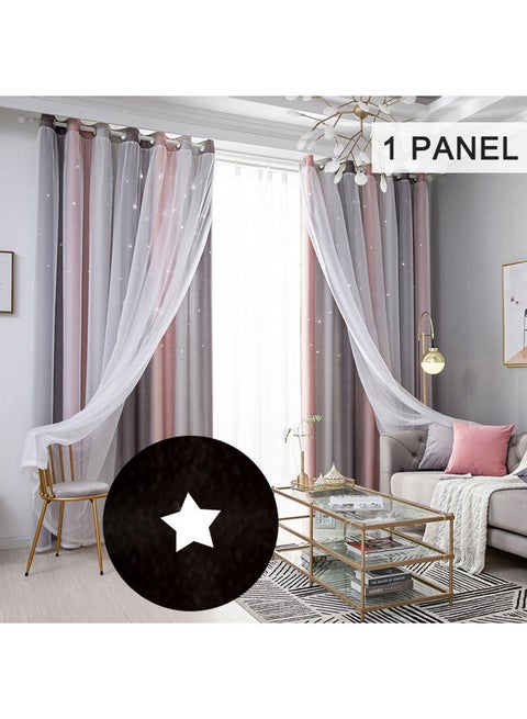 2-Piece Star Hollow Style Curtains Multicolour 85x53inch