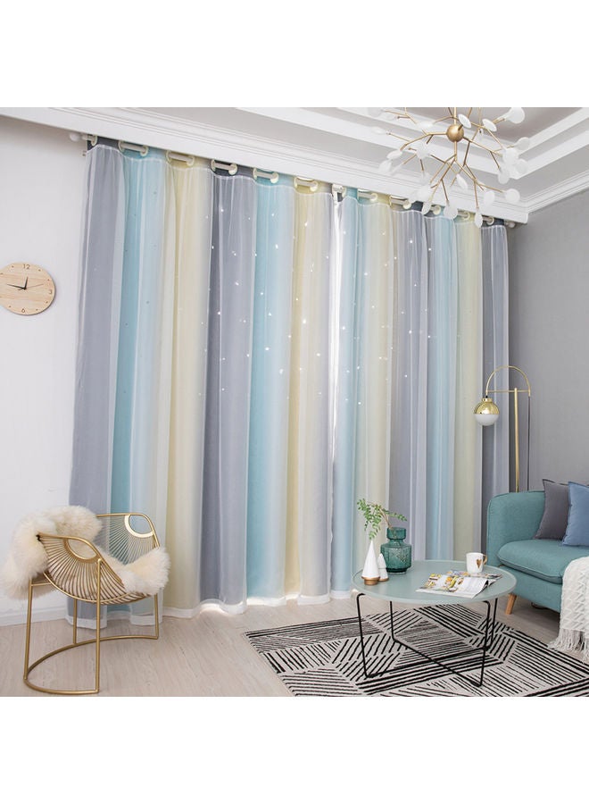 2-Piece Star Hollow Style Curtains Multicolour 85x53inch