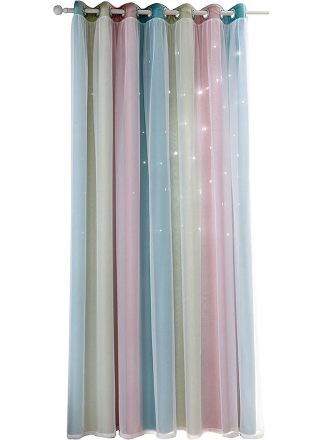 Decdeal 2 Piece Star Hollow Style Curtains Multicolour 108x53inch - Image 1
