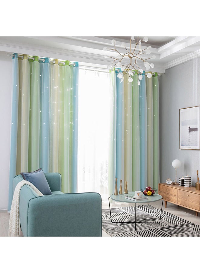 Decdeal - 2 Piece Star Hollow Style Curtains Multicolour 108x53inch - Image 1