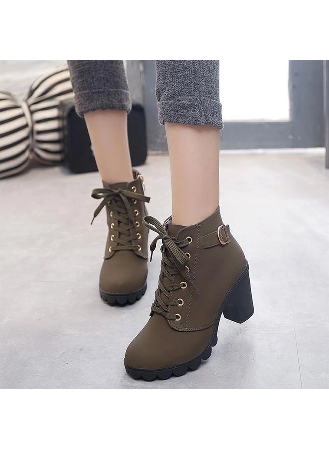 Heeled Ankle Boots Olive Green  - Image 2
