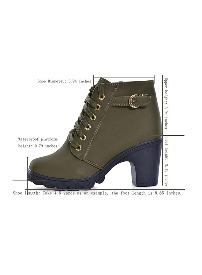 Heeled Ankle Boots Olive Green  - Image 5