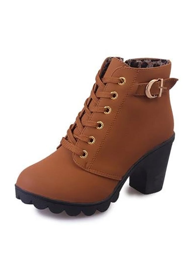 Generic - Heeled Ankle Boots Brown - Image 1