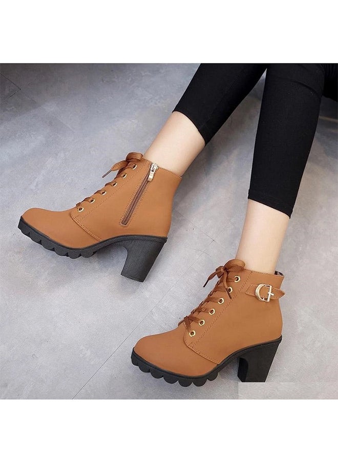 Generic - Heeled Ankle Boots Brown - Image 1