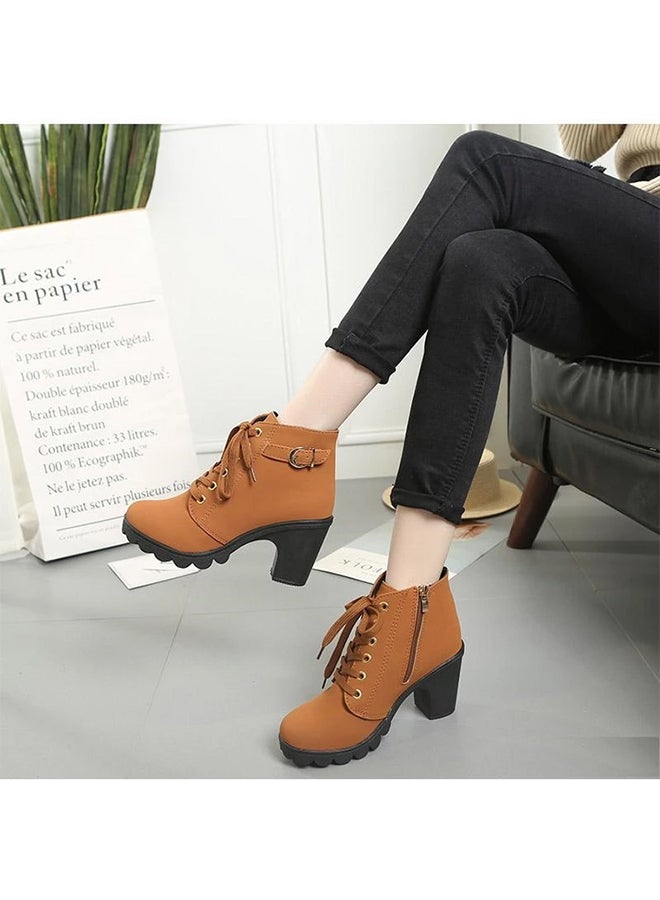 Generic - Heeled Ankle Boots Brown - Image 1