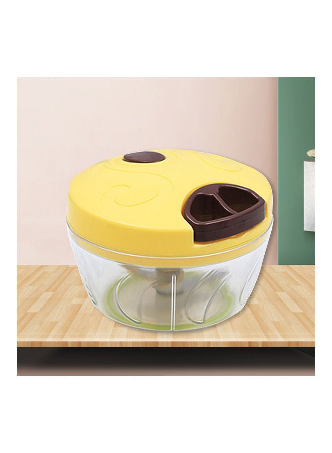 Food Processor Hand-Powered Mixer Blender Chopper Stainless Steel Meat Vegetable Fruit Home Kitchen Mixer Yellow/Clear - Image 1
