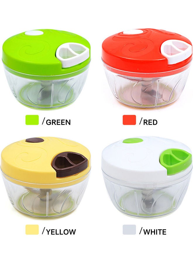 Food Processor Hand-Powered Mixer Blender Chopper Stainless Steel Meat Vegetable Fruit Home Kitchen Mixer Yellow/Clear - Image 3