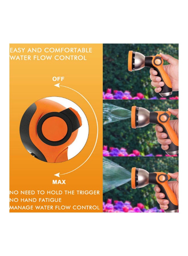 Generic - Water Hose Nozzle Sprayer With 10 Spray Patterns Black/Orange - Image 1