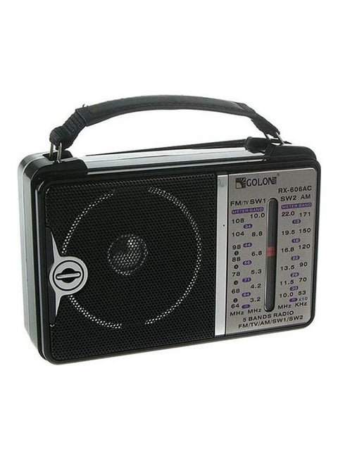GOLON Classic RADIO works with electricity, 5-bands AM,FM,SW1,SW2 RX-606AC Black
