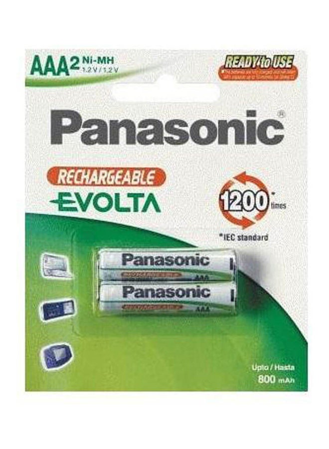 Panasonic Pack Of 2 Aaa Rechargable Batteries 800 Mah Multicolour