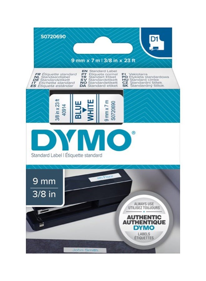 Dymo D1 Label Tape 9Mm X 7M Black On White - S0720680