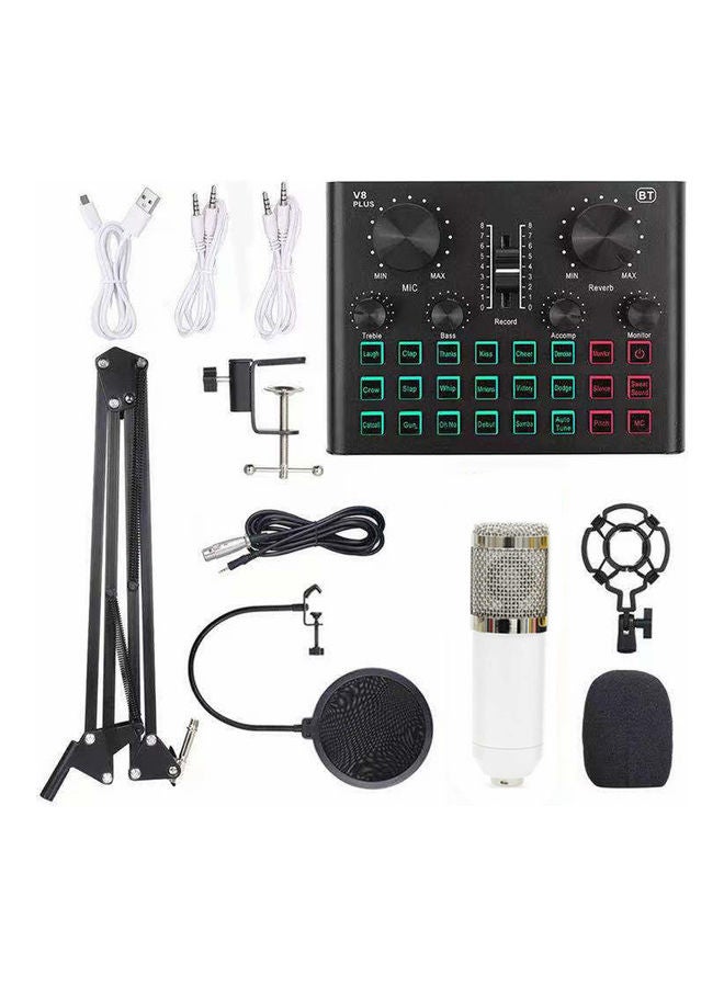 Generic - Live Sound Card and Suspension Microphone Kit with Broadcasting Recording Condenser I-7695-1 Multicolour - Image 1