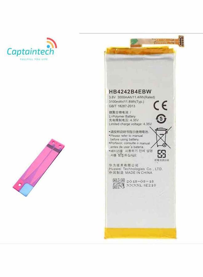 Captaintech 3000.0 mAh Replacement Battery For Huawei Honor 7i / 6 / H60-L01 L02 L11 L04 CHE1-CL20 6 Mulan Silver - Image 2