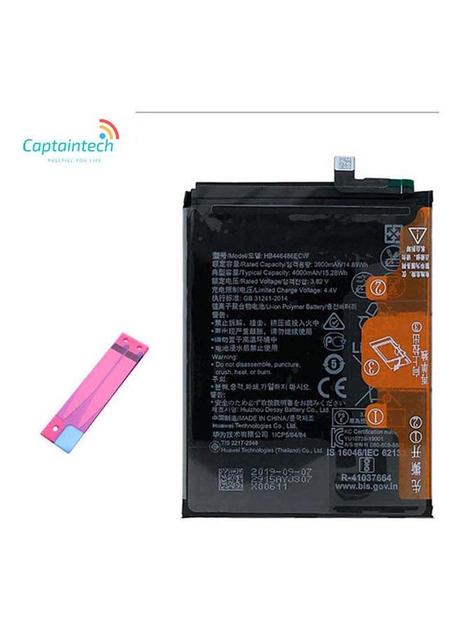 Captaintech - 4000.0 mAh Replacement Battery For Huawei P20 lite (2019) / P Smart Z STK-LX1 LX21 ANE-AL00 TL00 LX1 LX2 LX3 Black - Image 1