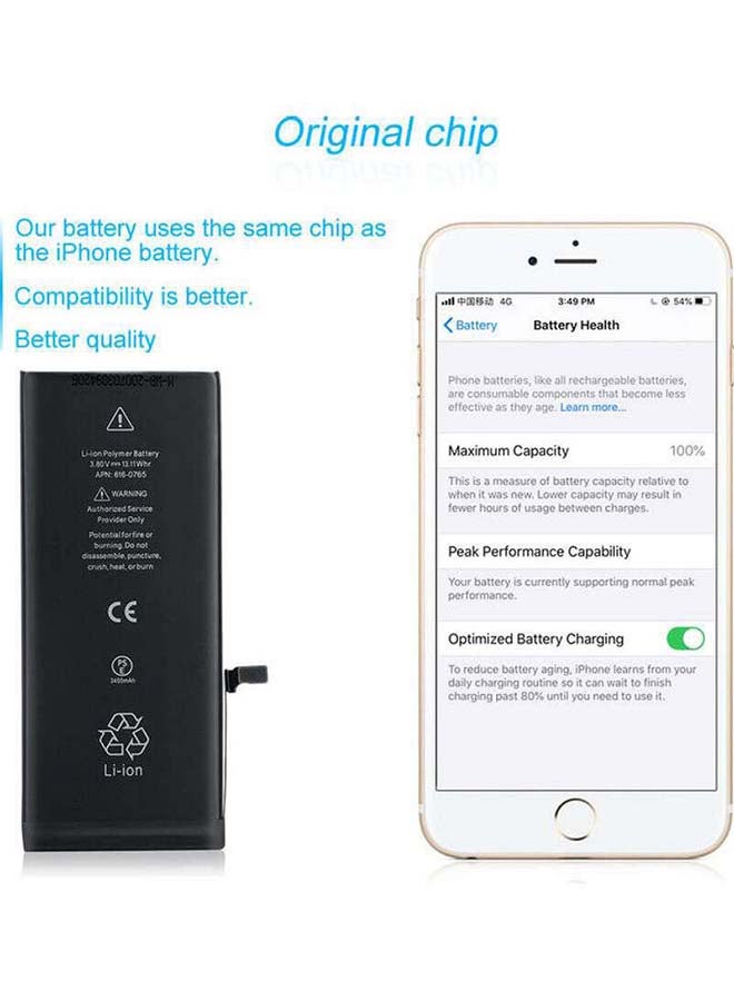 Captaintech - 1810.0 mAh Replacement Battery For Apple iPhone 6 Black - Image 1