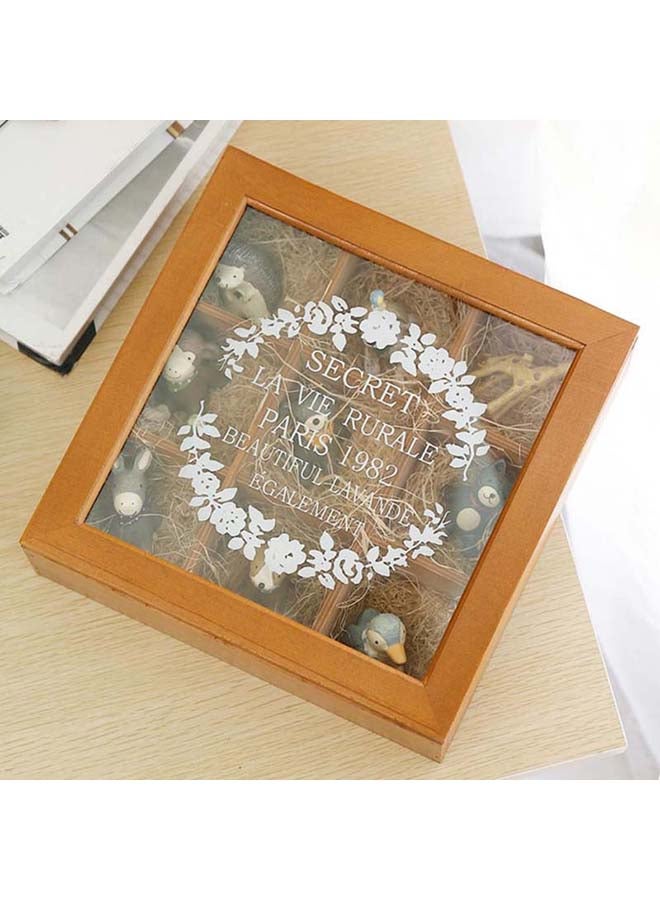 fashionhome 9 Grids Square Wooden Box Brown 24 x 7 x 24cm - Image 2