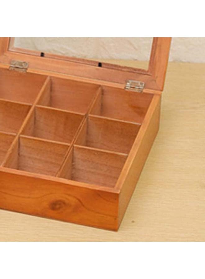 fashionhome 9 Grids Square Wooden Box Brown 24 x 7 x 24cm - Image 5