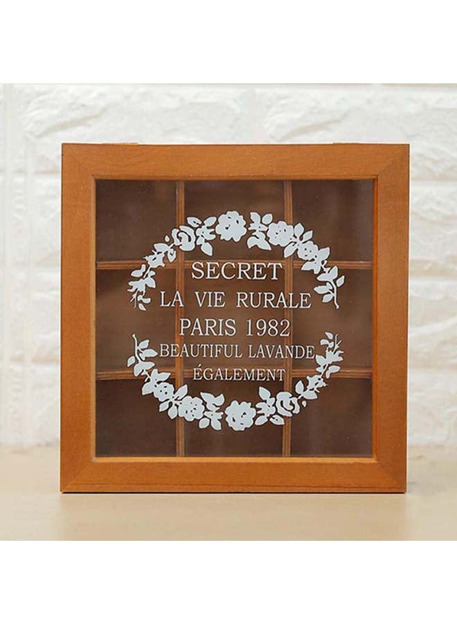 fashionhome 9 Grids Square Wooden Box Brown 24 x 7 x 24cm - Image 1