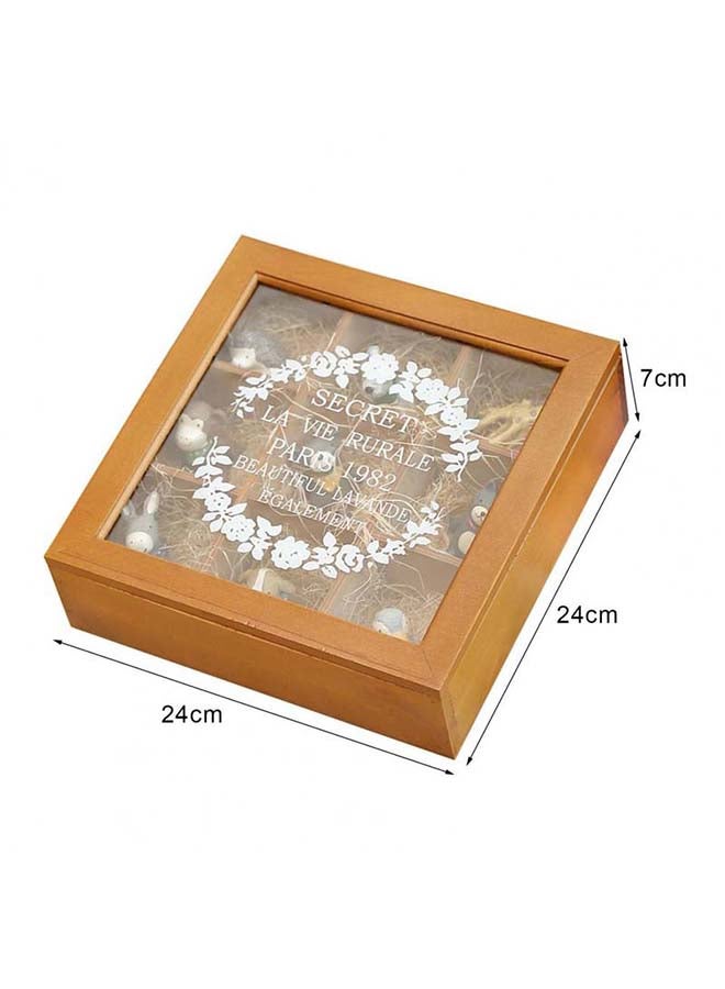 fashionhome 9 Grids Square Wooden Box Brown 24 x 7 x 24cm - Image 3