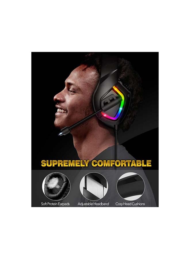 ONIKUMA K1 RGB Gaming Headset | 7.1 Surround Sound | Noise Canceling Mic | PC / PS4-3 / MOBILE / XBOX/ Black - Image 3
