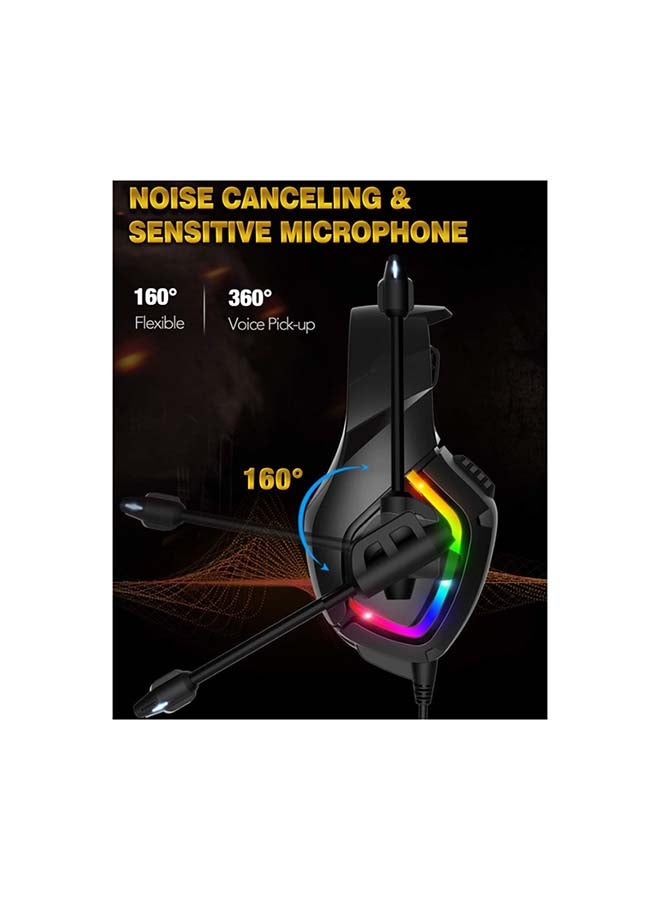 ONIKUMA K1 RGB Gaming Headset | 7.1 Surround Sound | Noise Canceling Mic | PC / PS4-3 / MOBILE / XBOX/ Black - Image 4