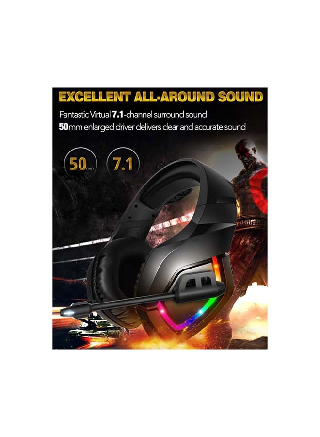 ONIKUMA K1 RGB Gaming Headset | 7.1 Surround Sound | Noise Canceling Mic | PC / PS4-3 / MOBILE / XBOX/ Black - Image 5