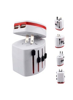 All-In-One Travel Power Plug Adapter With Dual USB Charging Port White - v1616587127/N45699873A_1